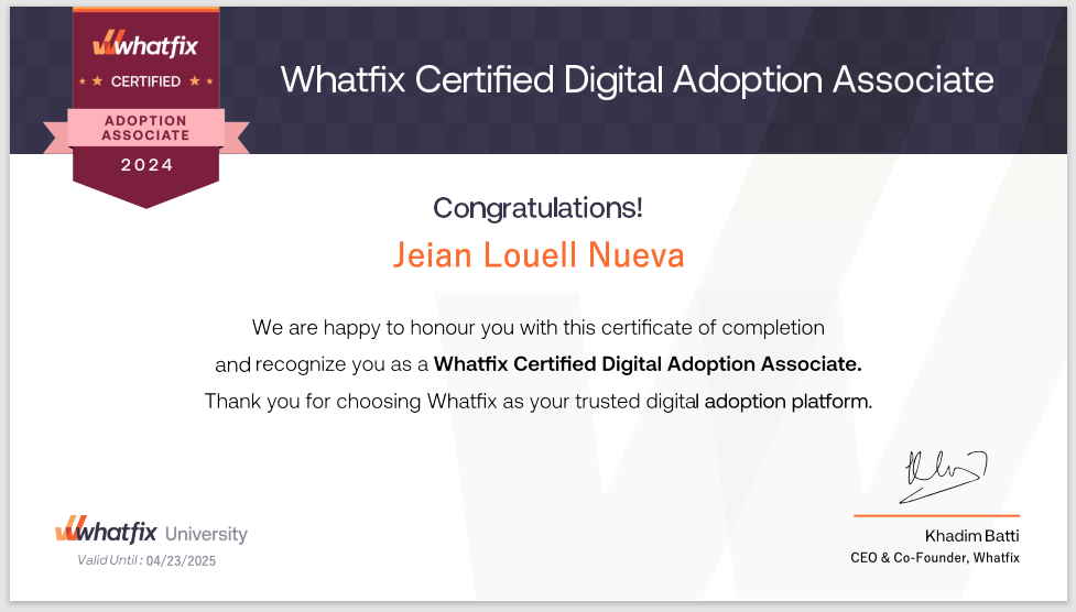 Whatfix Certified Digital Adoption Associate